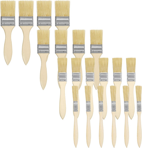 Kurtzy Chip Paint Brushes (20 Pack) - 5.08, 3.81, 2.54 and 1.27cm (2, 1.5, 1 and 0.5 inch) Sizes - Professional Wooden Handle Paintbrush Set for Paint, Stains, Varnishes, Glues and Home DIY.