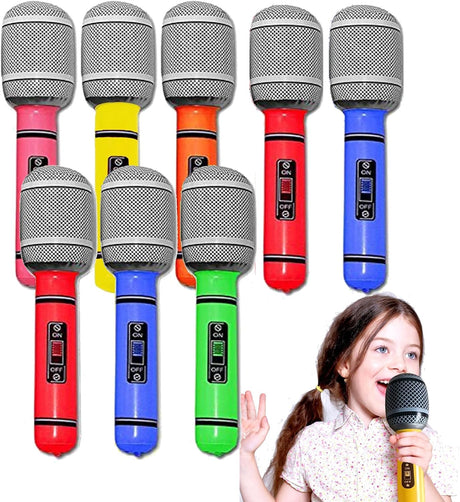 8 PCS Inflatable Microphone, Blow Up Microphones for Parties,Toy Microphone, Inflatable Toys, Inflatable Microphones for Parties, Birthday Party Gifts Stage Performance 10 Inches (Random color).