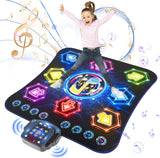 Dance Mat, 2024 Light Up 8-Button Dance Pad with Wireless Bluetooth, Upgraded Flowing Light Control System with Stands, Kids Toys Music Games Birthday for 3-12 Year Old Boys Girls.