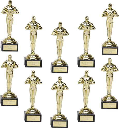 TrophyMaster 10 x Personalised Engraved Achievement Statue Trophy Award Gold Oscar Style 171mm / 7".