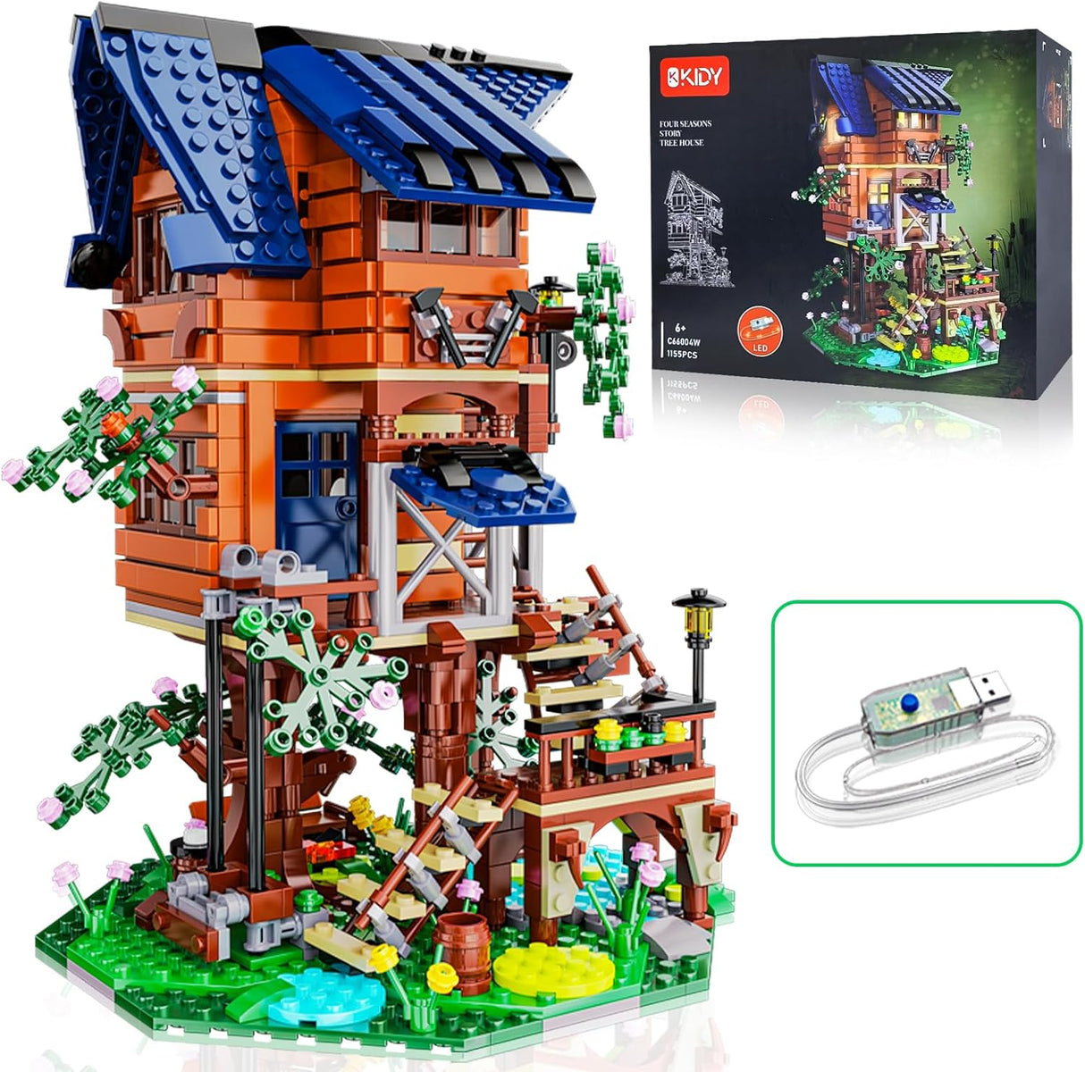 OKKIDY Tree House STEM Building Toy, 4 Seasons in 1 Treehouse Building Bricks Forest House for 8 9 10 11 12+ Girls Boys Christmas Birthday Gift (1155PCS).