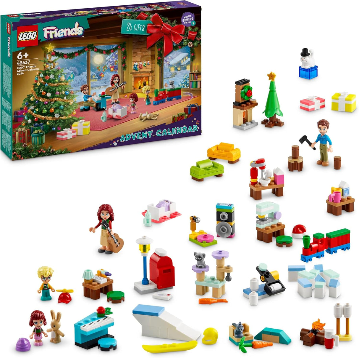 LEGO Friends Advent Calendar 2024, Christmas Countdown Toy for Kids with 5 Mini-Doll Characters and 3 Animal Figures, Themed Gift Idea for Girls and Boys Aged 6 Years and over 42637.