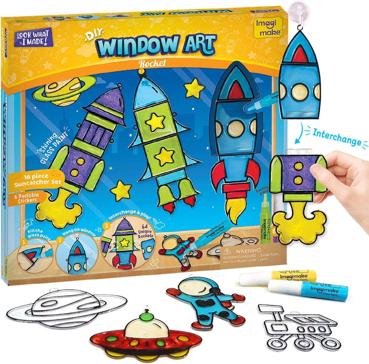 Imagimake Window Art Princess | Unicorn, Mermaid | 16 Pieces Glass Paint & Suncatcher Kit, Craft Kits for Kids | Birthday Gifts for 5 6 7 8 9 10 11 12 Years Old Girls, Arts and Crafts for Kids.