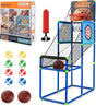 COSTWAY Kids Arcade Basketball Hoop, 2-in-1 Basketball Stand with Sticky Balls Game, Electronic Scoreboard, Sound Effect, Indoor Outdoor Sport Play Toy Set for Ages 3+.