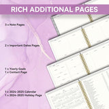 Appointment Planner 2024-2025, Daily Weekly Planner Jul.2024 - Jun.2025, AIMPEAK Purple Appointment Book with 15 Minute Increments, Hourly Planner for Women, Tabs, Pocket, Spiral Binding(A4, 8.5"x11").