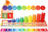 Toys of Wood Oxford Wooden Stacking Rings and Counting Games with 45 Rings Number Blocks- Counting Ring Stacker-Wooden Sorting Counting toy for 3 years old Kids Maths Learning Montessori Materials.