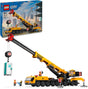 LEGO City Yellow Mobile Construction Crane Toy, Vehicle Building Set for 9 Plus Year Old Boys and Girls, Long Extendable Boom and 4 Worker Minifigures for Role Play, Creative Gift for Kids 60409.