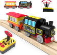 beylon Motorized Train for Wooden Track, Remote Control Train with Magnetic Connection, Battery Operated Locomotive Train for Toddlers, Compatible with Thomas, Brio (Battery Not Included).