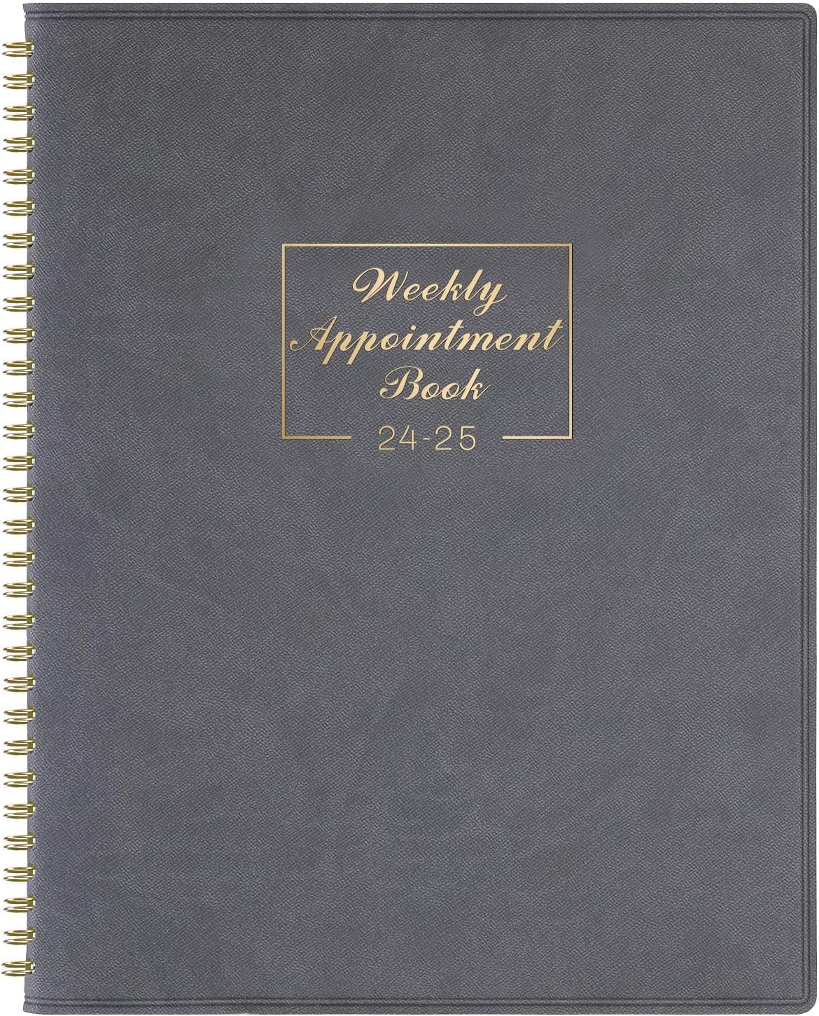 Appointment Book 2024-2025 - July 2024 to June 2025 with Times, Appointment Diary 2024-2025 A4 Week to View Hourly Planner in 15 Minutes, 21.8 x 29 cm, Soft Leather Cover.