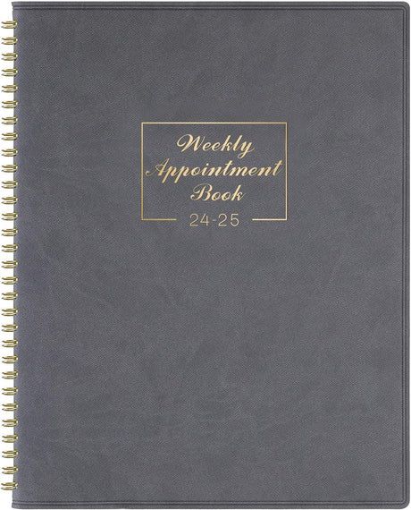 Appointment Book 2024-2025 - July 2024 to June 2025 with Times, Appointment Diary 2024-2025 A4 Week to View Hourly Planner in 15 Minutes, 21.8 x 29 cm, Soft Leather Cover.