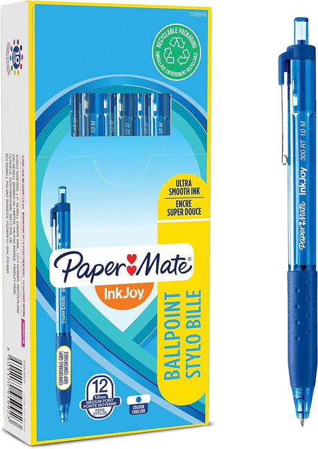 Paper Mate InkJoy 300RT Retractable Ballpoint Pens | Medium Point (1.0 mm) | Black | 12 Count.