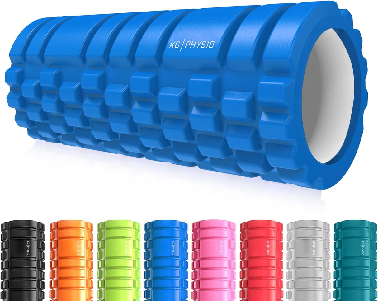 Foam Roller and Massage Roller by KG Physio - Massage Roller for Legs, Back and Arms - Ultra Lightweight Core Muscle Roller Essential to Release Deep Tension - 13"x5" Long Foam Roller.