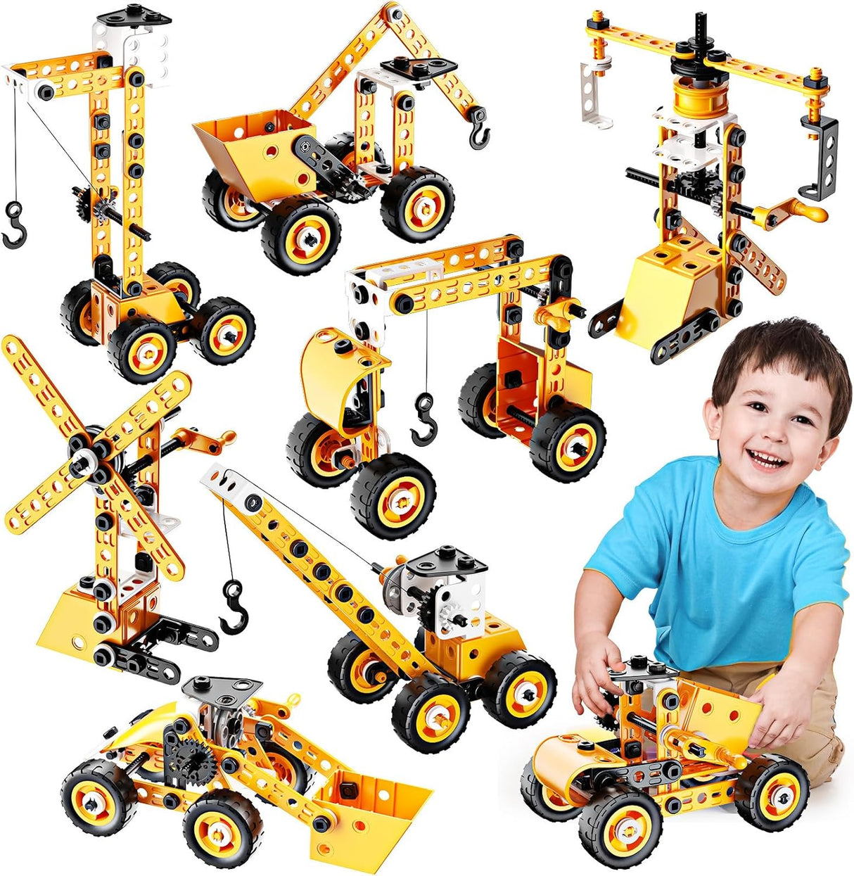 Toys for 5 6 7 8 9 10 Year Old Boys, STEM Construction Car Toys for 5-10 Year Old Boy Building Toys Gifts for 5-10 Year Old Boys Christmas Birthday Gifts for Boys and Girls Age 5 6 7 8 9 Digger Toys.