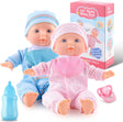 Toy Choi's Twin Baby Doll Set - 12" Soft Body Pink & Blue Baby Dolls with Rompers and Hat Pacifier and Doll Bibs, Preschool Toy Gift for Toddler and Kids.