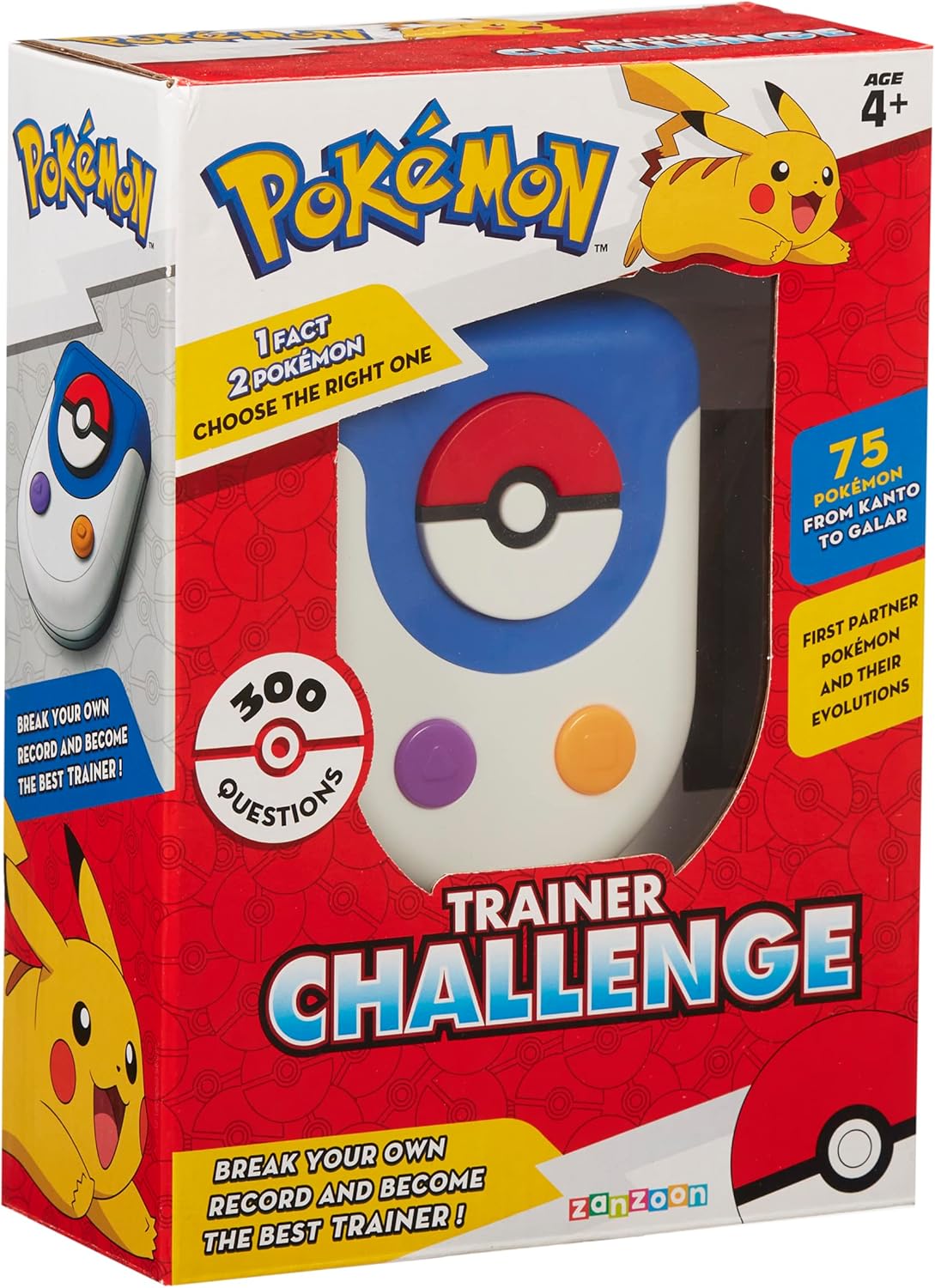 Pokémon Pokemon 1122125 Trainer Challenge Game. Fun Facts. Over 300 Questions, 75 from Kanto to GALAR, Ideal Birthday 4+ YRS, Multi-colored, 8 x 11 x 3.5 cm.