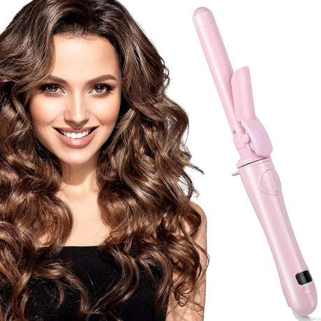 XINYUNXIN Curling Iron with Long Wand, Rotating Automatic Curling Iron, 13-Speed Temperature Adjustable, 30 Seconds Instant Heating, 1H Automatic Shut-Off, Anti-Scald, 110-240V Dual Voltage (B).