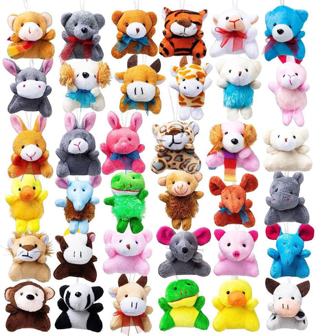 JOYIN 12 Pack Random Mini Animal Plush Toy Assortment (12 Units 3" Each),Bulk Stuffed Animals for Kids, Small Animals Plush Keychain Decoration, Carnival Prizes, Easter Party Favors.