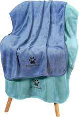 Bailey&buddies® Dog Towels for Drying Dogs - Pack of 2 - Absorbent Soft Microfiber Pet Bath Grooming Towel for Dogs and Cats & other Pet (1 Blue + 1 Green)