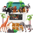 TOEY PLAY 52PCS Animal Figures Toys for Kids, Large and Small Wild Jungle Safari Animals Zoo Toy, Animal Mother and Child Set, Soil Blocks, Carry Case, Gifts for Kids Toddlers 3+ Years Old.