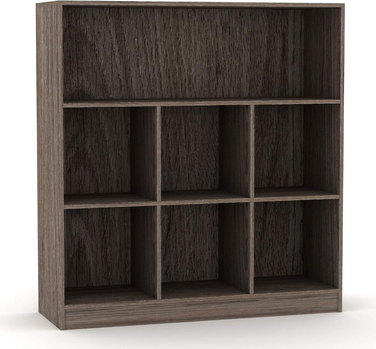 URBNLIVING Wide Wooden 7 Cube Bookcase Storage Unit (Black, Wide).