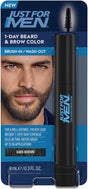 Just For Men 1-Day Beard and Brow Colour Brush, For Instant 1-Step Grey Coverage, Brush-In, Wash-Out, For A Thicker Well-Defined Look, Dark Brown.