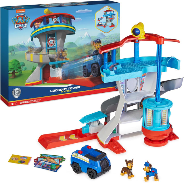 PAW Patrol Lookout Tower Playset with Toy Car Launcher, 2 Chase Action Figures, Chase’s Police Cruiser and Accessories, Kids’ Toys for Ages 3 and up.