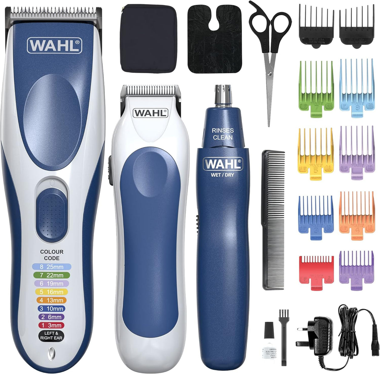 Wahl Colour Pro Cordless Combi Kit, Hair Clippers for Men, Head Shaver, Men's Hair Clippers with Beard Trimmer, Clipper and Trimmer, Easy to Use, Grooming Kit.