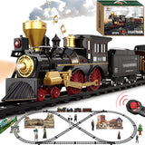 Electric Train Sets for Boys Girls Metal Alloy Christmas Toys Steam Locomotive, Passenger Carriages, Tracks, Light & Sounds Rechargeable Birthday Gifts for Kids 3 4 5 6 7 8 + Years Old Green….