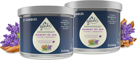 Glade Aromatherapy Candle Gift Set, Home Decor Scented Candle Luxury Jar Candle, Up to 37 Hour Burn Time, Pure Happiness with Orange & Neroli Blossom, Pack of 2 (2 x 260 g).