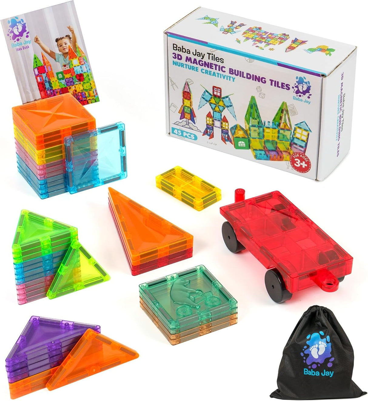 Baba Jay Magnetic Diamond Building Tiles (45 Pieces).