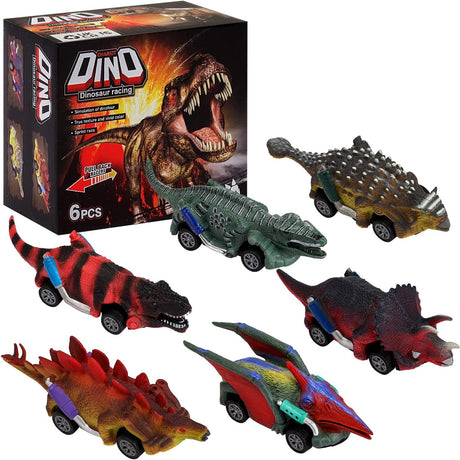 kogabanny Dinosaur Toys for Boys, Toddlers Kids Pull Back Cars Aged 3-8 Play Vehicles Gifts Boys Girls 3 4 5 6 Years Old (6 packs) (NO.757-47).