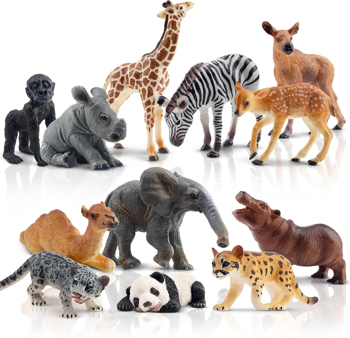 toymany 12PCS Reptile Animal Figurine Toy Set，Cold Blooded Amphibians Jungle Animal Figures Set with Dragon Lizard Snake Chameleon Halloween Birthday Gift Party Favor School Project for Kids Toddlers