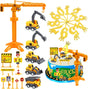 25Pcs Mini Construction Vehicles Cake Toppers Set Number 0-9 Golden Stick and Road Toy Sign Tower Crane Excavator Cake Cupcake Topper Digger Theme Cake Decorations for Kids Boys Baby Shower Birthday.