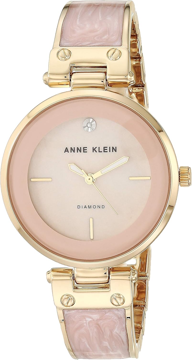 Anne Klein Women's Genuine Diamond Dial Bangle Watch, AK/2512LPGB.