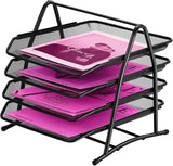 3 Tier Mesh Letter Tray Office Filing Trays Holder Desk Organiser Stacking Supports Document Filing Trays Paper Holder，Metal File Organizer Tray for School Home And Office (3 Tier)