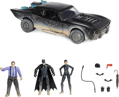 DC Comics, Ultimate Batman Set w/Exclusive 10-cm Batman, Selina Kyle and The Penguin Action Figures, Batmobile, Batman Movie Kids’ Toys, Aged 4 and up (Amazon Exclusive).