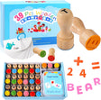 MeCids Wooden Alphabet Number Stamp for Kids - Educational Learning Toy Stamp for Playdough with 26 Letters, Numbers 0-9, Flashcards - ABC Spelling and Math Learning Toddler Ideal Back to School Gift.