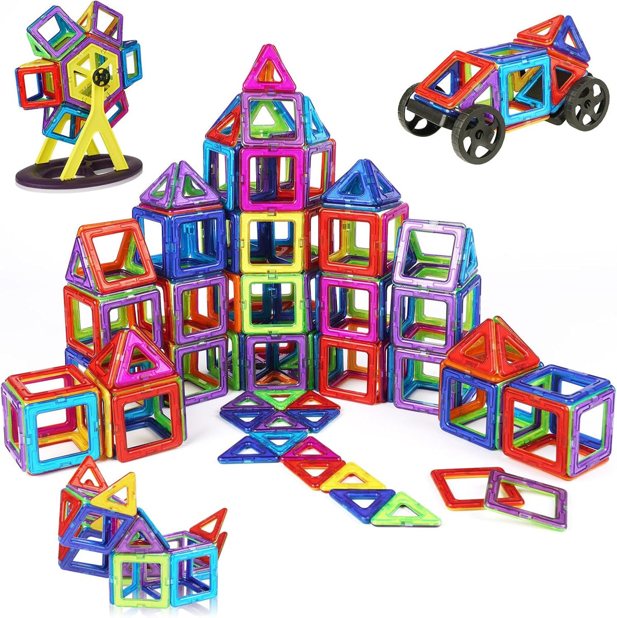 OSDUE 40PCS Magnetic Tile Educational Toys, Magnetic Building Blocks Toy Sets, Kids Learning Development Construction Set, Learning & Development Building Blocks Toys Gift for 3-7 Year Old Boys Girls.