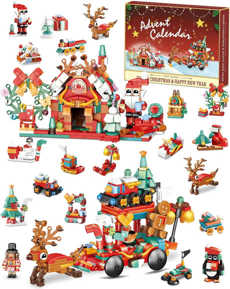 Advent Calendar 2024 Building Blocks for Children-Christmas Mini Building Blocks 12-in-1,Advent Calendar Block Toy for Adults and Children,Christmas Blocks Christmas Surprise for Boys,Girls.