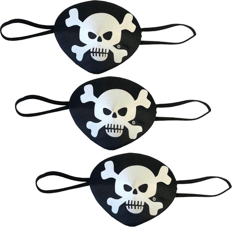 Liontouch Pirate Eye Patch, 3-Pack - Captain Red Stripe | Pretend Play Toy For Children And Toddlers with Skull Motive | Dress Up, Fancy Dresses & Costumes For Kids Sailing the Caribbeans.