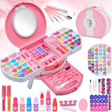 Kids Makeup Sets for Girls - Washable and Safe Kids Make Up, 66 PCS Girls Make Up Set With Dresser Vanity Case, Toys for 3+ Year Olds Girls, Christmas Birthday Gifts Toys for 4 5 6 7 8 9 Year Old Girl.