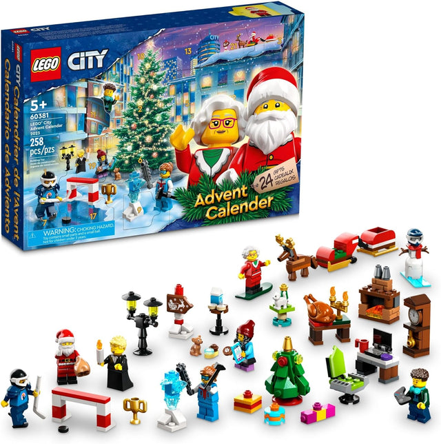 LEGO City 2023 Advent Calendar 60381 Christmas Holiday Countdown Playset, Gift Idea to Countdown to Adventure with Daily Collectible Surprises.