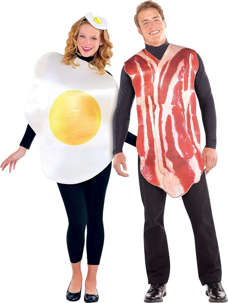 amscan 844276 Adult Bacon And Egg Breakfast Couple Costume Set.