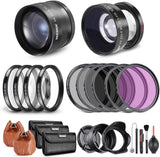 Neewer 58mm Lens and Filter Set: Wide Angle/2.2X Telephoto Additional Lens for 18mm-85mm APS-C Lens, (+1+2+4+10) Close Up Macro/ND/UV/CPL/FLD Filters for Camera Lens with ⌀58mm Thread.