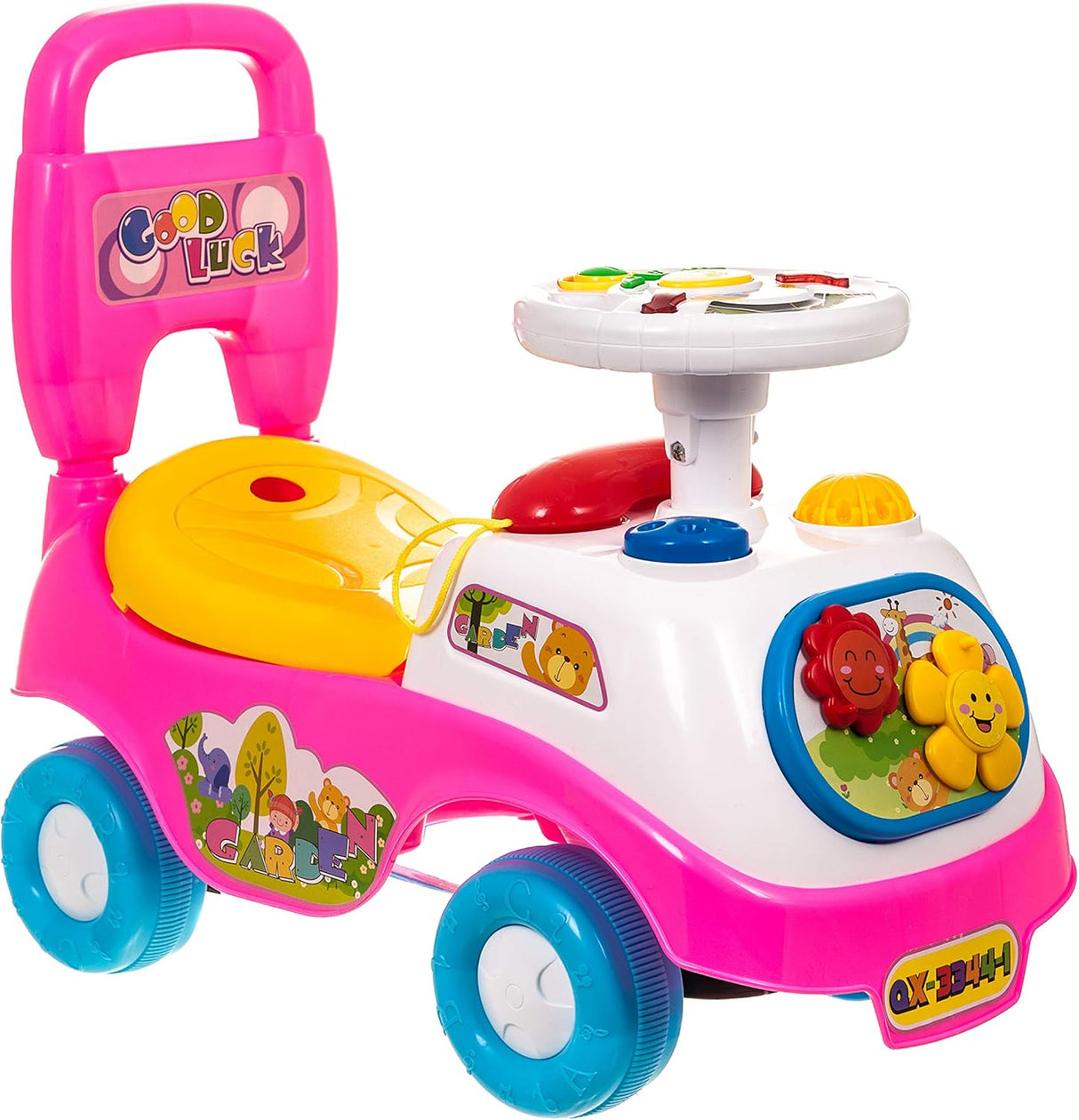 Hillington New My First Ride On and Push Along Buggy Car Colourful First Steps Toddler Walker Learning Toy with Sounds and Accessories (BLUE).