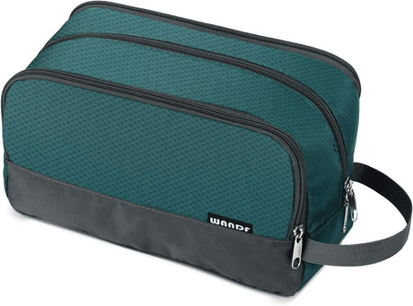 WANDF Toiletry Bag Water-Resistant Nylon Travel Wash Bag Lightweight Dopp Kit for Men and Women (A-Malachite Green).