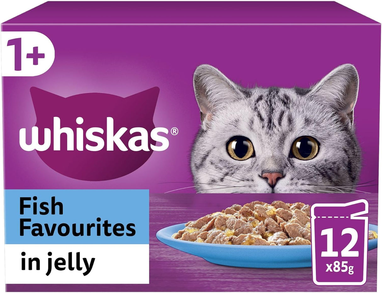 Whiskas 1+ Adult Poultry Selection in Jelly 40 Pouches, Adult Wet Cat Food, Megapack (40 x 85 g)