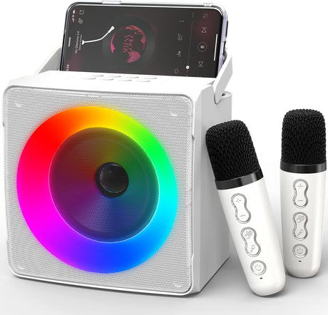 Ankuka Karaoke Machine with Two Wireless Microphones, Portable Karaoke Machine for Adults & Kids and Dynamic Lights, for Girls Boys Home Party (Black).