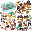 TOEY PLAY 3 in 1 Animals Toys, Farm Animals, Wild Jungle Zoo Animal, Dinosaur Toy, Mini Animal Figures Set with Carry Case, 56PCS, Gifts for Kids Boys Girls 3 4 5 6 Years Old.