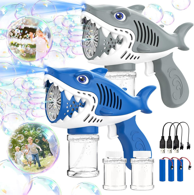 2 Bubble Guns for Kids, Automatic Bubble Machine Toys for Boys Girls, Electric Bubble Maker with 2 Bubble Solution and 3 Batteries, Outdoor Toys Gifts, Wedding Easter Party Favor.